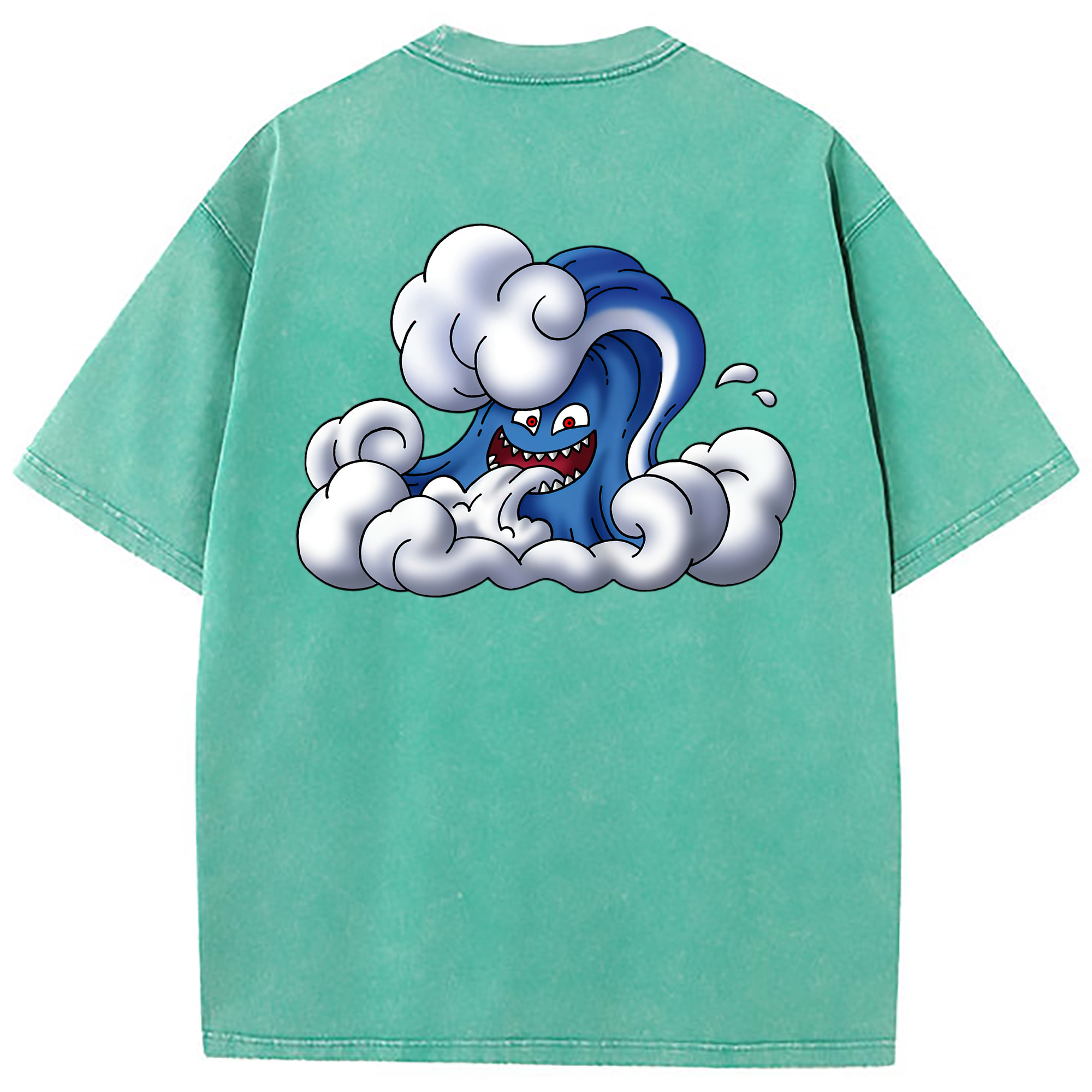 （画像用） ドラゴンクエスト Doragon Kuesuto Dragon Quest 綿100% ヴィンテージ風 半袖Tシャツ（背面プリント）